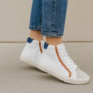 Madewell SZ 8 Sidewalk High-Top Sneakers In Colorblock Leather